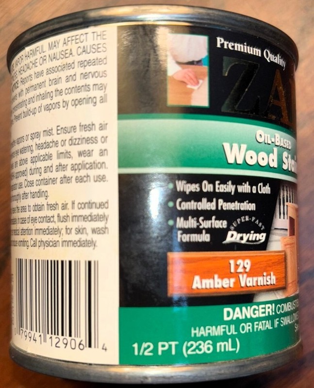 Zar Interior Stain, 129 AMBER VARNISH, 1/2 pint gallery