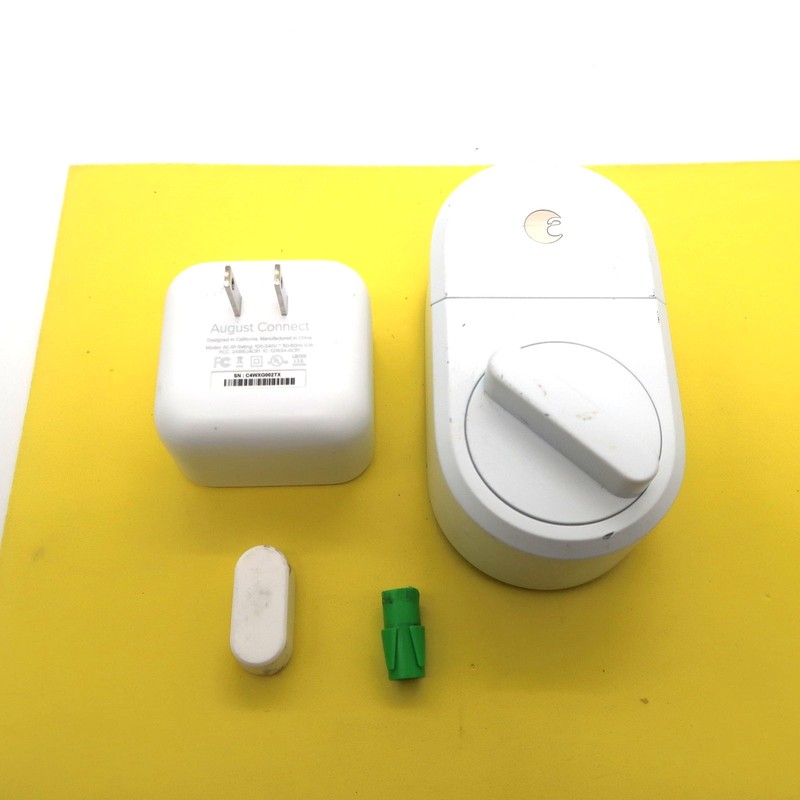 August Smart Lock ASL-3B White Set Keyless App Remote w/ Connect & Sensor