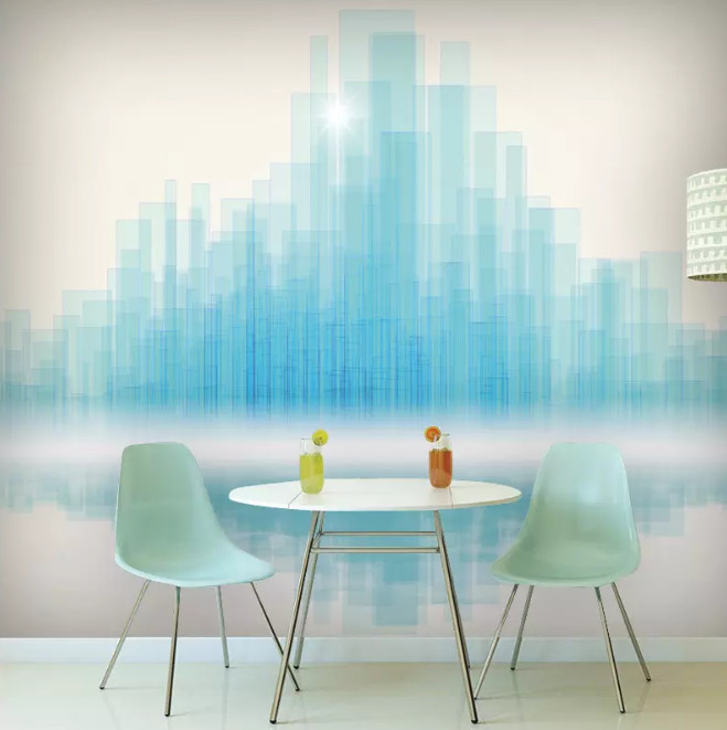 3D Blue Building K13016 Wallpaper Mural Self-adhesive Removable Sticker Kay