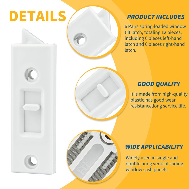 12 Pcs Window Latch Locks Spring Loaded Tilt 12 PCS, White gallery