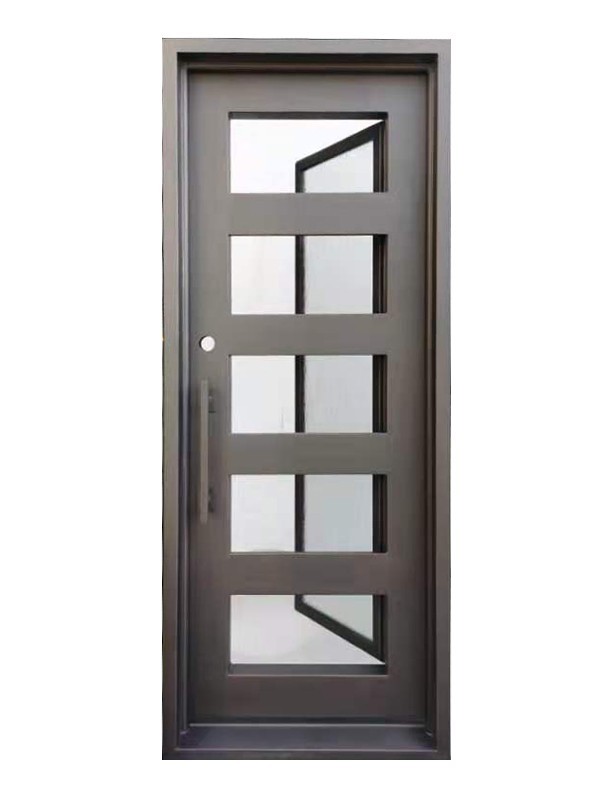 Reno Model Single Front Entry Wrought Iron Door Rain Glass gallery