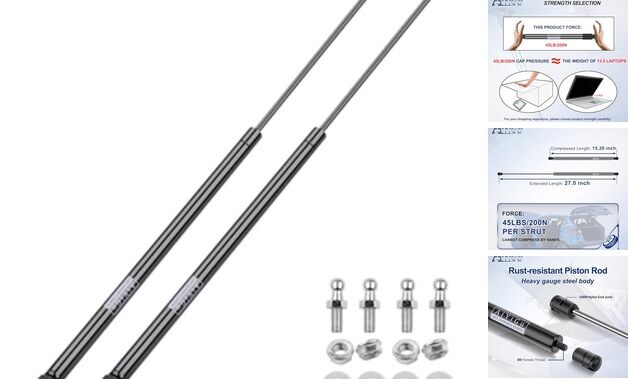 27 Inch 45LB/200N Gas Shock Strut Spring Lift Support for Tonneau Cover Camper