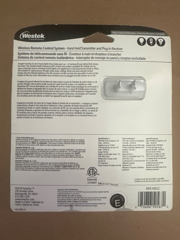 Westek Wireless Remote Control System Hand Held Transmitter Plug-In Receiver gallery