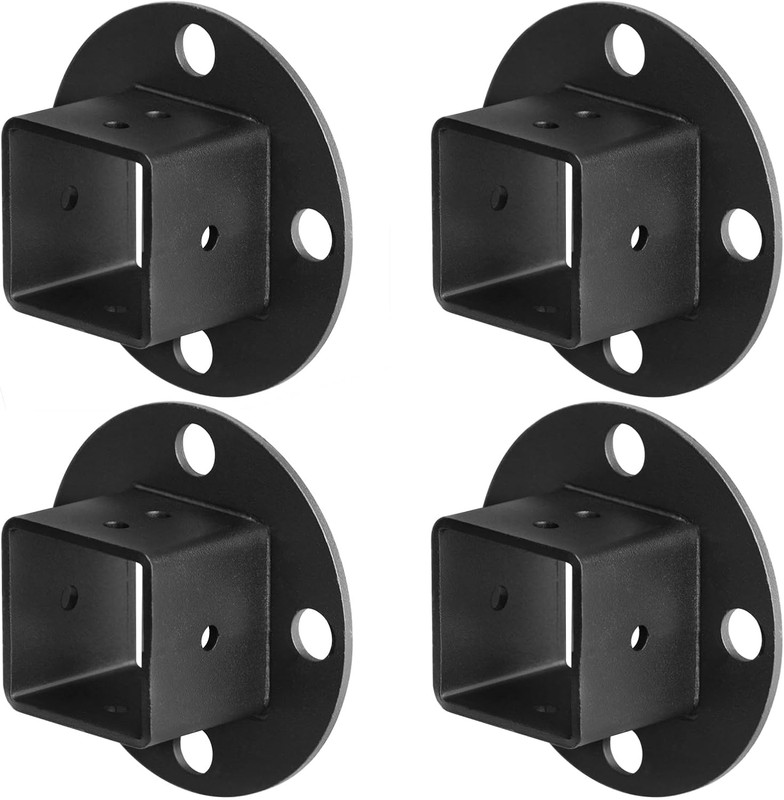 4 Pack Black Square Post Anchor Base, Fits 1-1/2" X 1-1/2" Square Tube, Deck Fen gallery