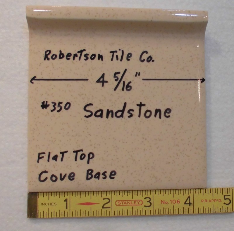 1 pc. Sandstone – Buckwheat: Cove-Base Ceramic Tile 4-5/16″ Robertson Co. Glossy