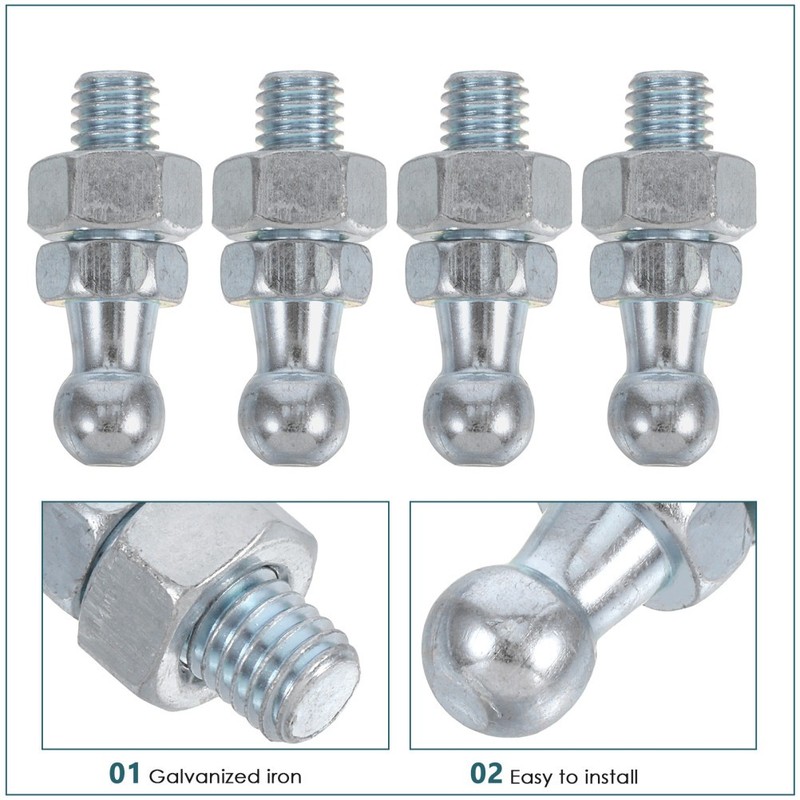 4Pcs Gas Spring Mounting Hardware Ball Stud for Car Silver Galvanized Metal gallery