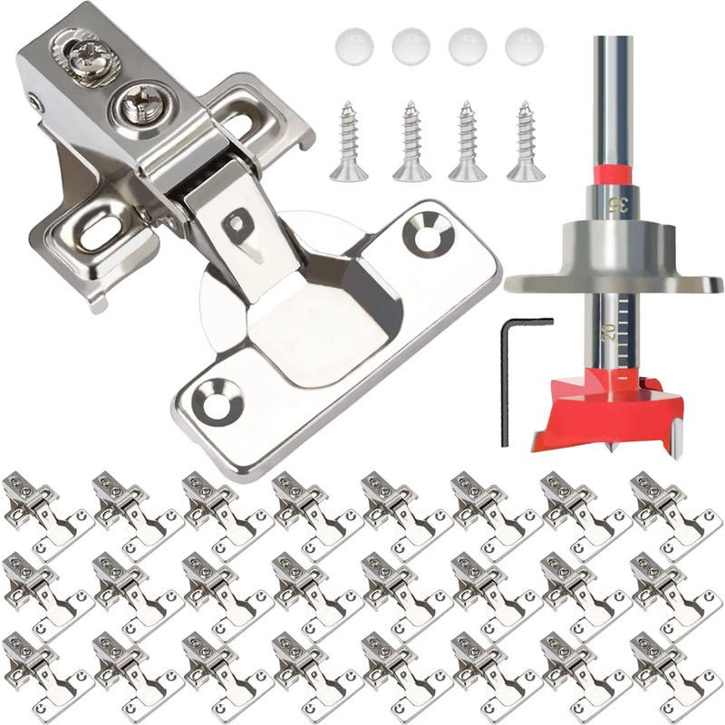 BESTEEL 24 Pack 1/2" Overlay Soft Close Cabinet Hinges 100° Concealed