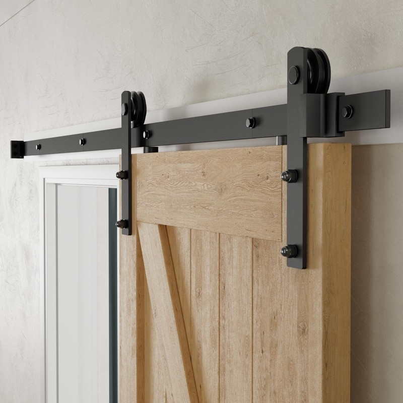 6 Feet Heavy Duty Sturdy Sliding Barn Door Hardware Kit -Smoothly and Quietly…