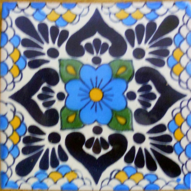#C116) Mexican Tile sample Ceramic Handmade 4×4 inch, GET MANY AS YOU NEED !!