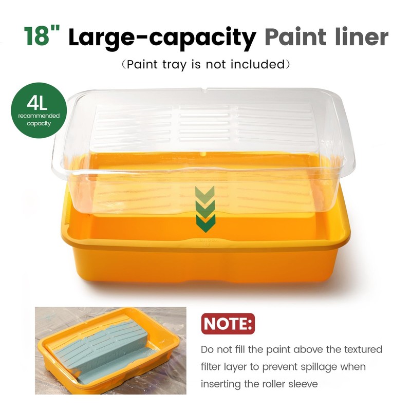 12-Pack Disposable Paint Tray Liners 18" - Easy Clean Deep-Well Roller Tray Cove gallery