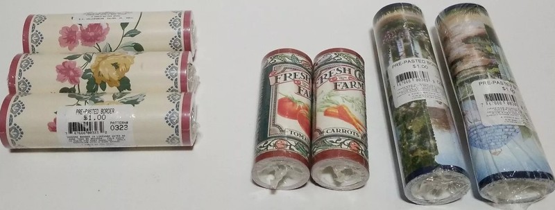 7 Pre-Pasted Wall Borders Lot Fresh Produce Roses Outdoor Themed NEW SEALED