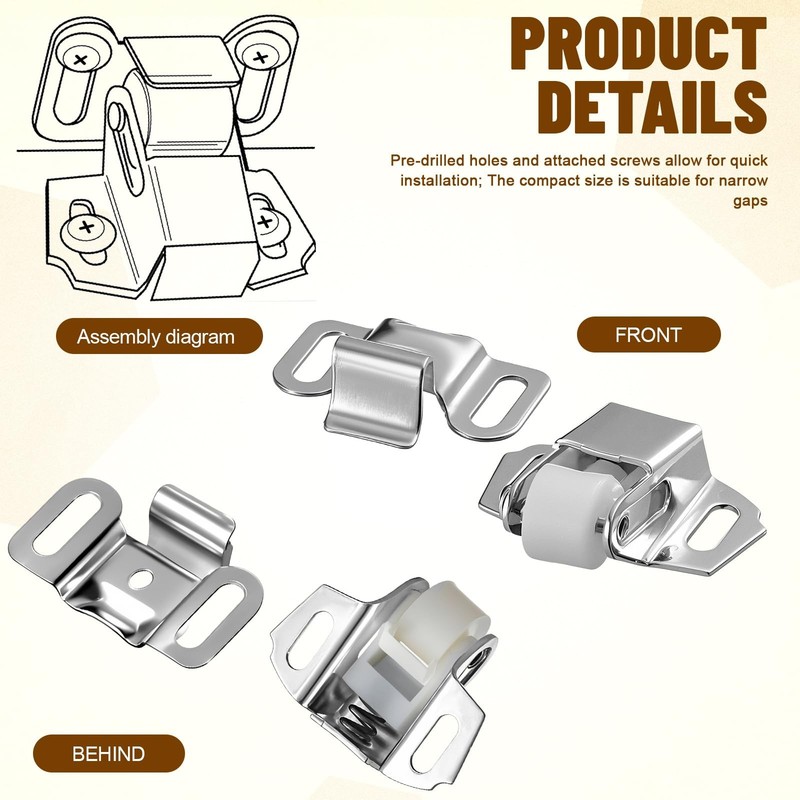 Mailbox Replacement Roller Catch Latch Roller Wheel Spring Door Catch for RV gallery
