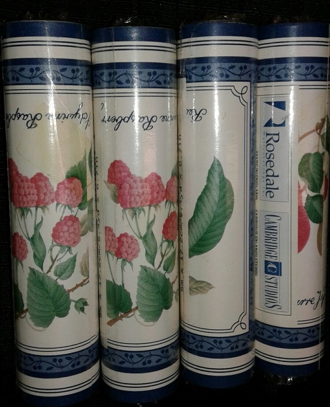 Wallpaper Border Rosedale  4 Rolls RASPBERRY PEACH PEAR CHERRY