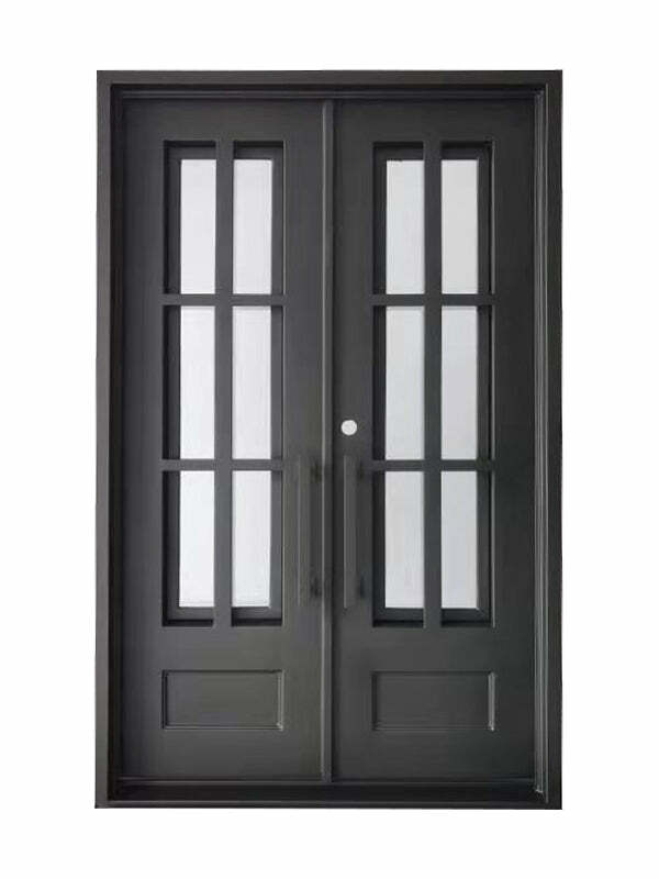 Boyd Double Front Entry Wrought Iron Door Clear Glass 62″ x 96″ Right Active