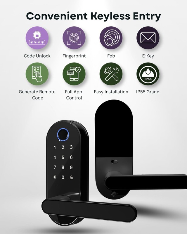 Keyless Entry Fingerprint Digital Smart Lock with Handle & Keypad: Electronic... gallery