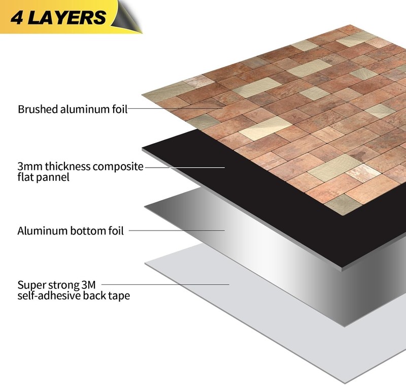 Peel and Stick Backsplash Tile, Stick on Stainless Steel Backsplash Metal Til... gallery