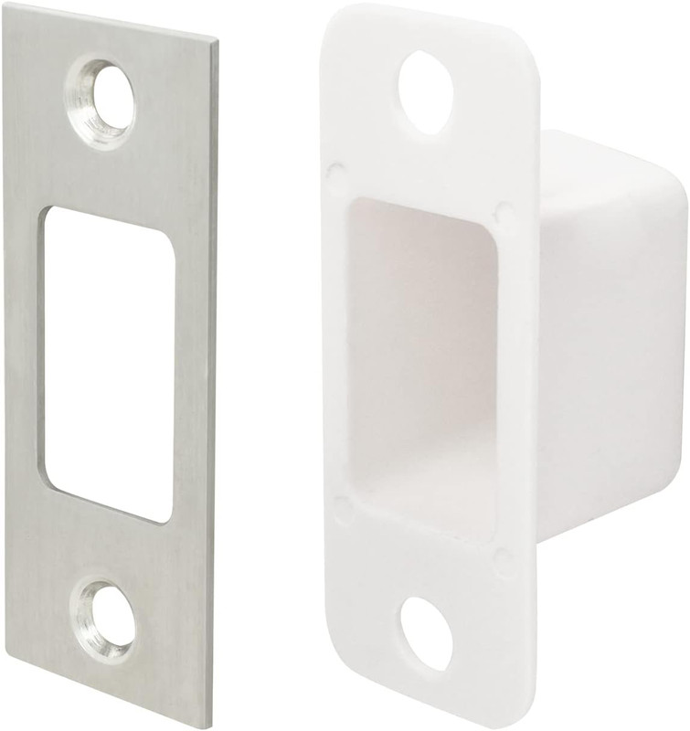 Deadbolt Strike Plate 1-1/8X2-3/4 Inch Square Corner with Dustbox Stainless