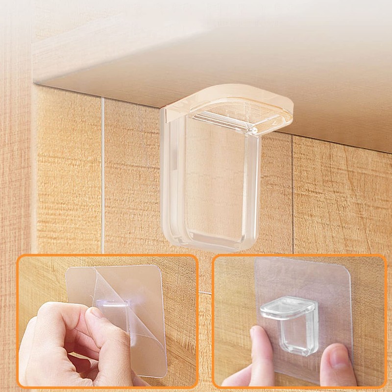30 Pieces Adhesive Shelf Bracket, Punch Free Reinforced Design Shelf Support ... gallery