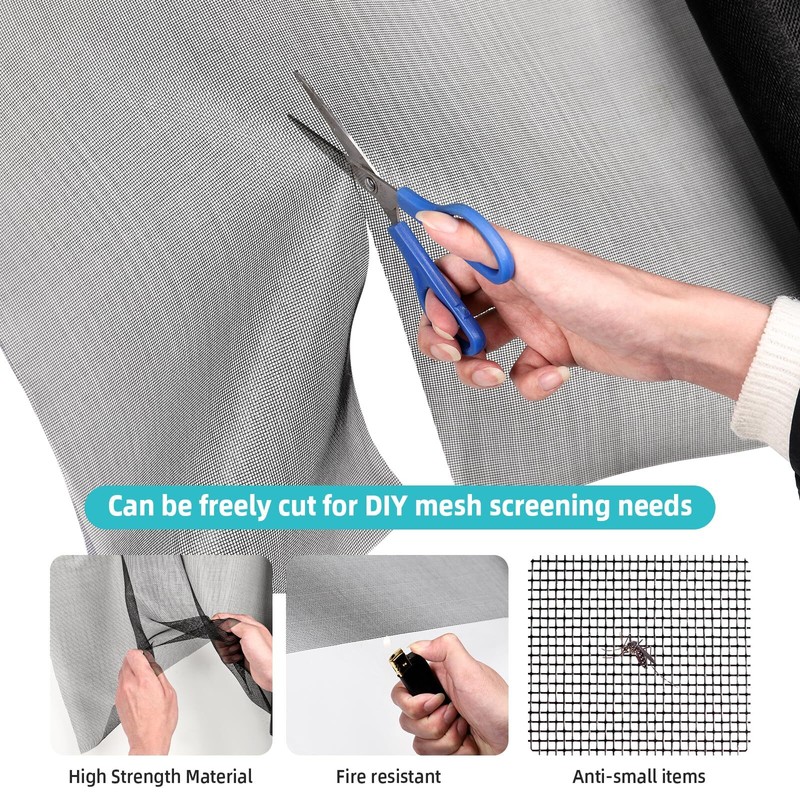 Fiberglass Window Screen Mesh Roll - 36"x100', Easy-to-Cut Screen Door Mesh for gallery