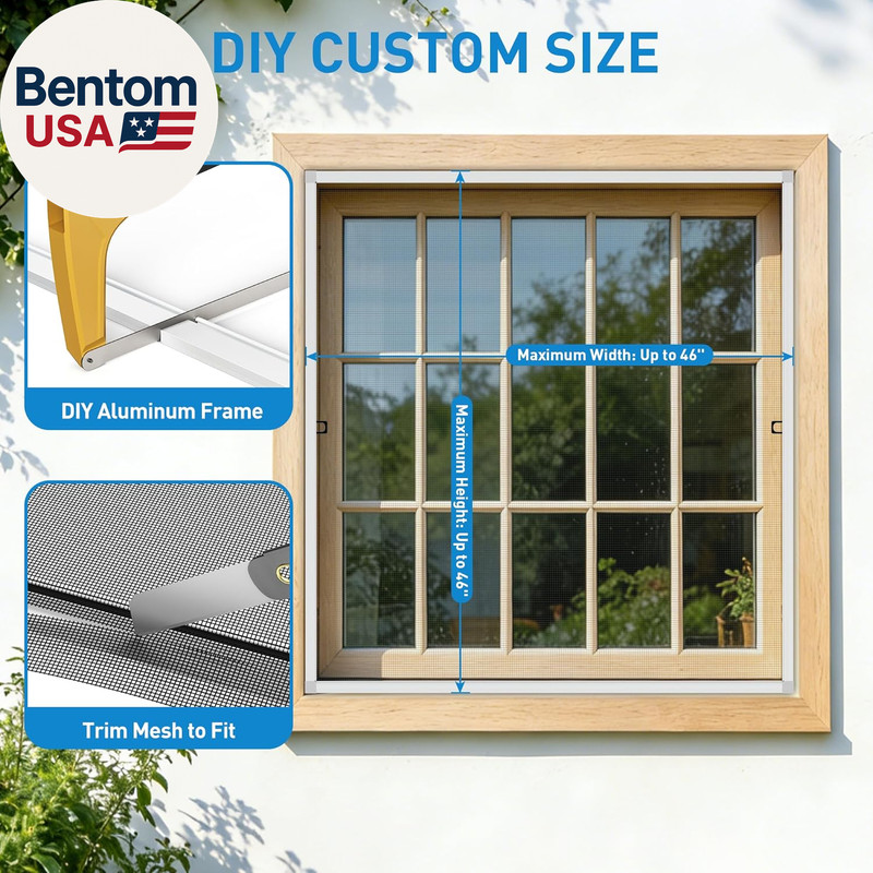 DIY Window Screen Frame Kit 2 Pack, Cut-To-Size 46" Aluminum Frame with Heavy Du gallery