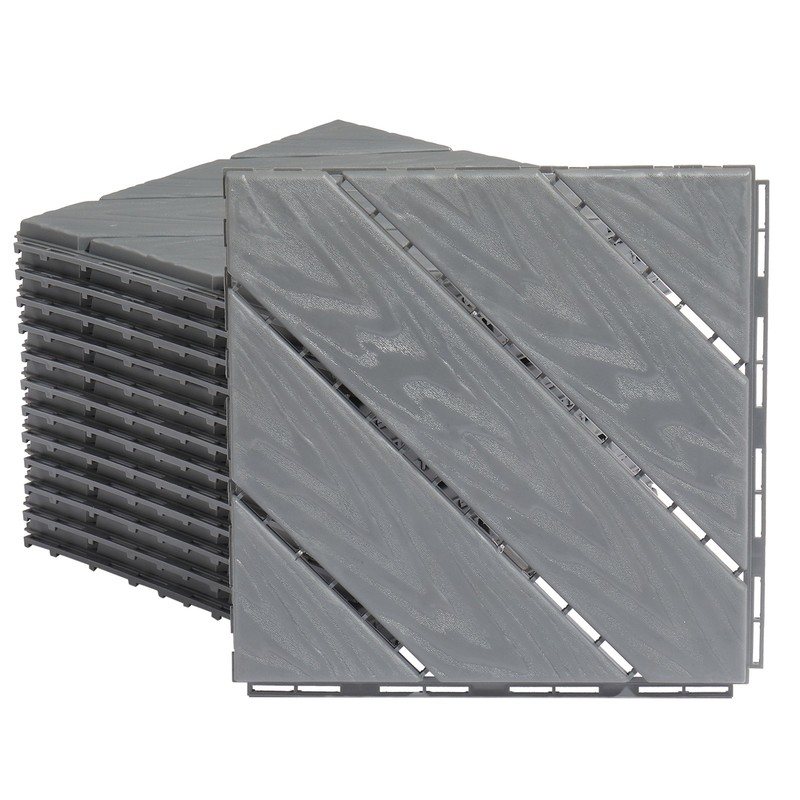27 Pack Plastic Interlocking Deck Tiles, Waterproof Flooring Tiles Dark Grey US