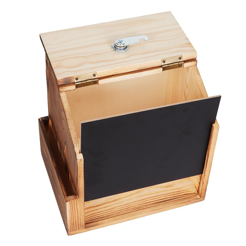 Wood Suggestion Box with Lock Keys, Locking Donation Box with Chalkboard Ac... gallery