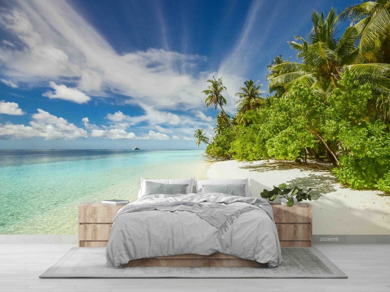 3D Tropical Plants Sky Sea Landscape Wallpaper Wall Murals Removable Wallpaper gallery