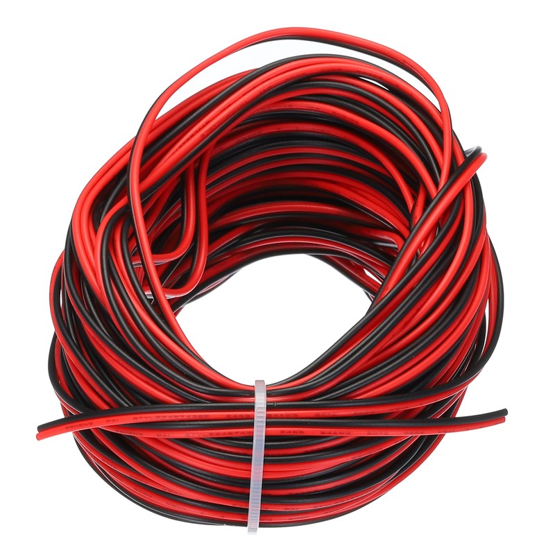 24 Gauge 2 Conductor Parallel PVC Wire 50Ft/15M Long 1.6mm Dia for LED RGB Cable