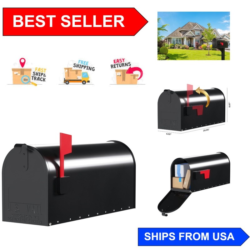 Weather-Resistant Mailbox with Aluminium Flag – Medium Size, 6.92 in Width