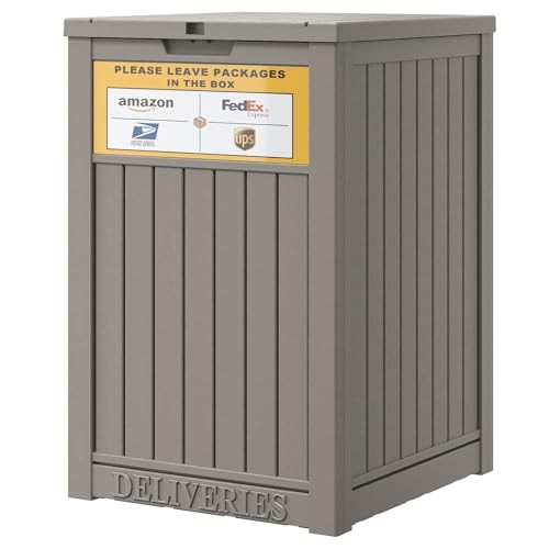 Upgrade 48 Gallon Package Delivery Box for 48 Gallon (with Delivery Sign) Grey