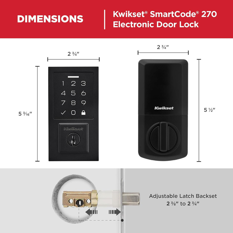 Kwikset SmartCode 270 Keyless Entry Electronic Touchpad Deadbolt Door Lock with gallery