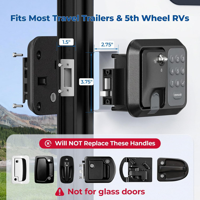 Full Metal RV Keyless Entry Door Lock with Password & Remote, Fits Most Trailers gallery