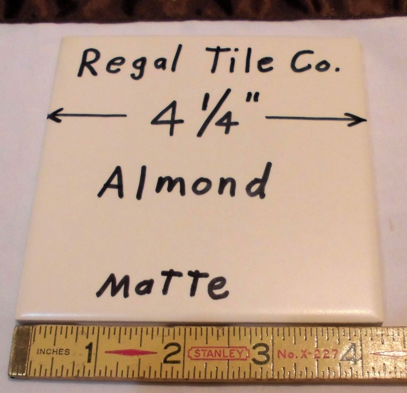 1 pc. Ceramic Matte Tile *Almond* by Regal Tile Co. 4-1/4″ New Stock…MADE USA