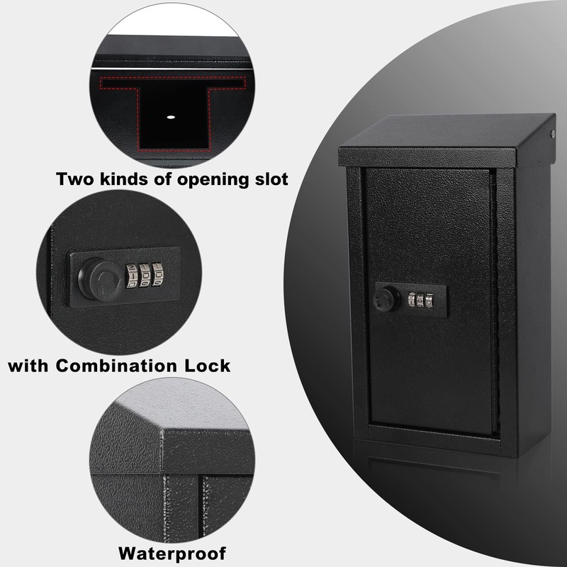Wallmounted Key Drop Box With Combination Lock Metal Mailbox Indoor&outdoor Stor gallery