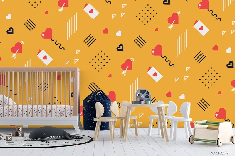 3D Line Heart Wave Pattern Self-adhesive Removeable Wallpaper Wall Mural gallery