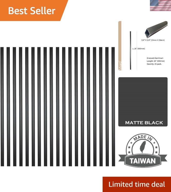 Weather-Resistant 26-Inch Aluminum Deck Balusters – Sleek 25-Pack in Matte Black