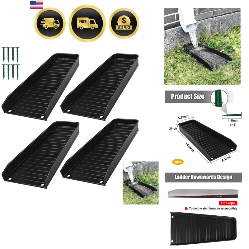 Rain-Gutter Downspout Splash Block – Gutter Downspout Extensions for Rainwate…