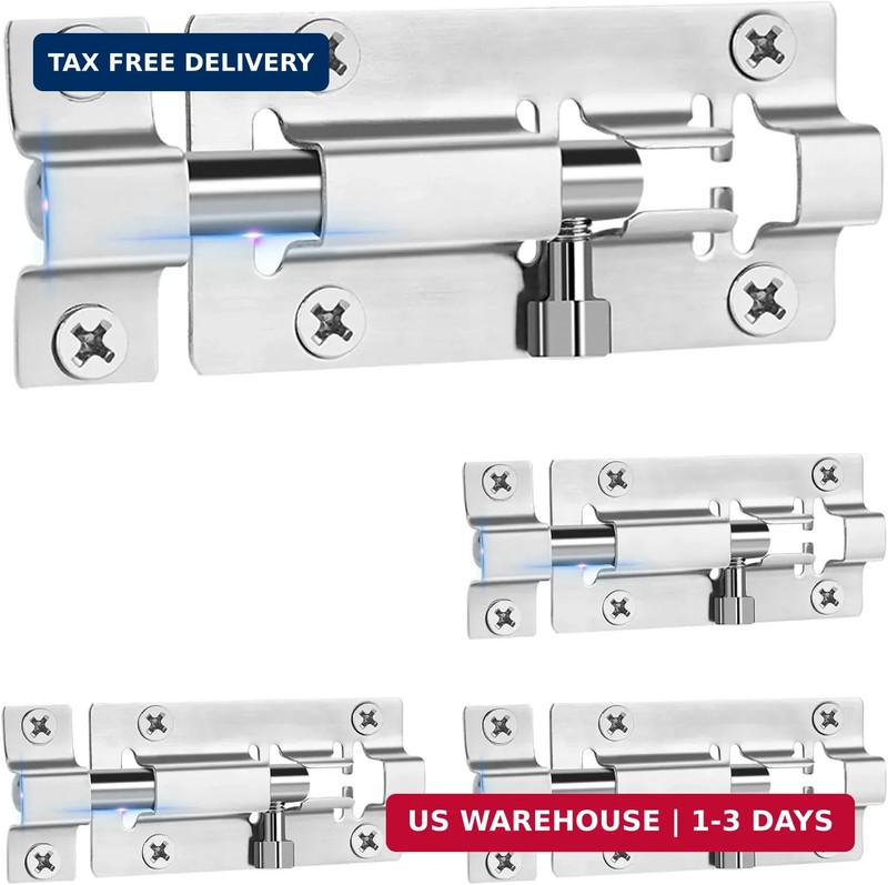 INBOF 4 Pack Slide Lock, 3 Inch Barrel Bolt Latch, Door Latch Lock with 24 Screw