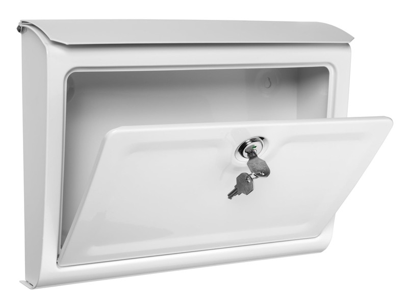 Architectural Mailboxes White Wall Mount Locking Mailbox Standard Metal Secure gallery