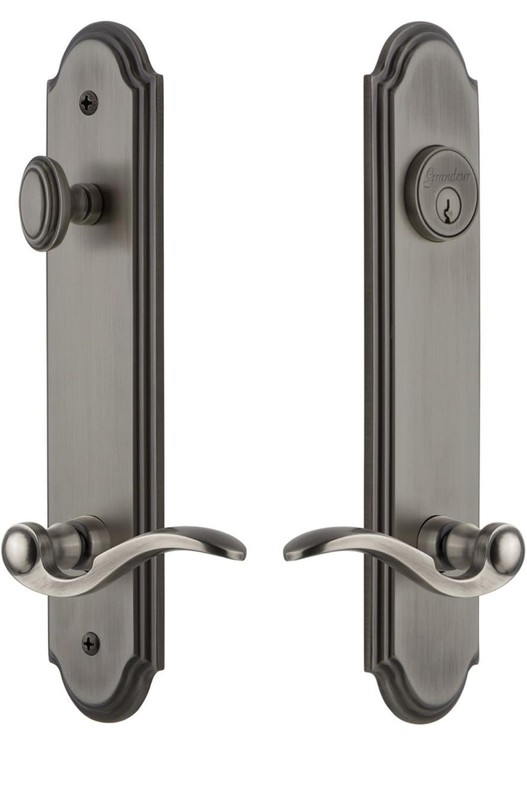 Grandeur Nostalgic Door Knob, Handle Set, w Single Cylinder Deadbolt L H Ant Pew