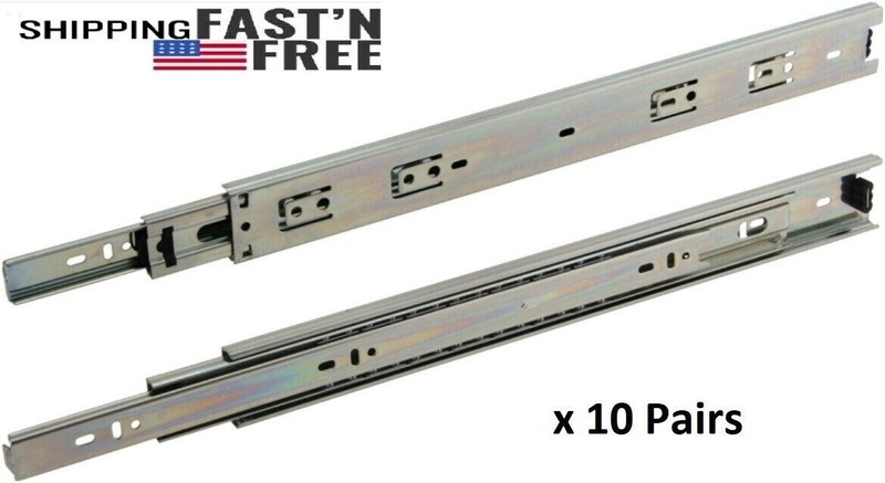 10 Pair- Full Extension 100 lb capacity Ball Bearing Drawer Slide 10″-24″