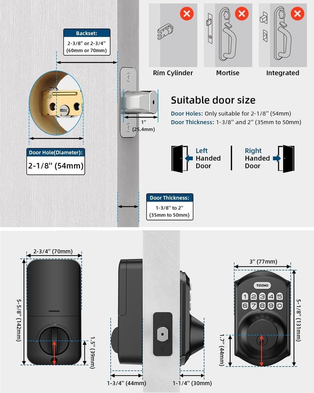 Weatherproof Keyless Entry Deadbolt Lock - Easy Installation & Smart Features gallery