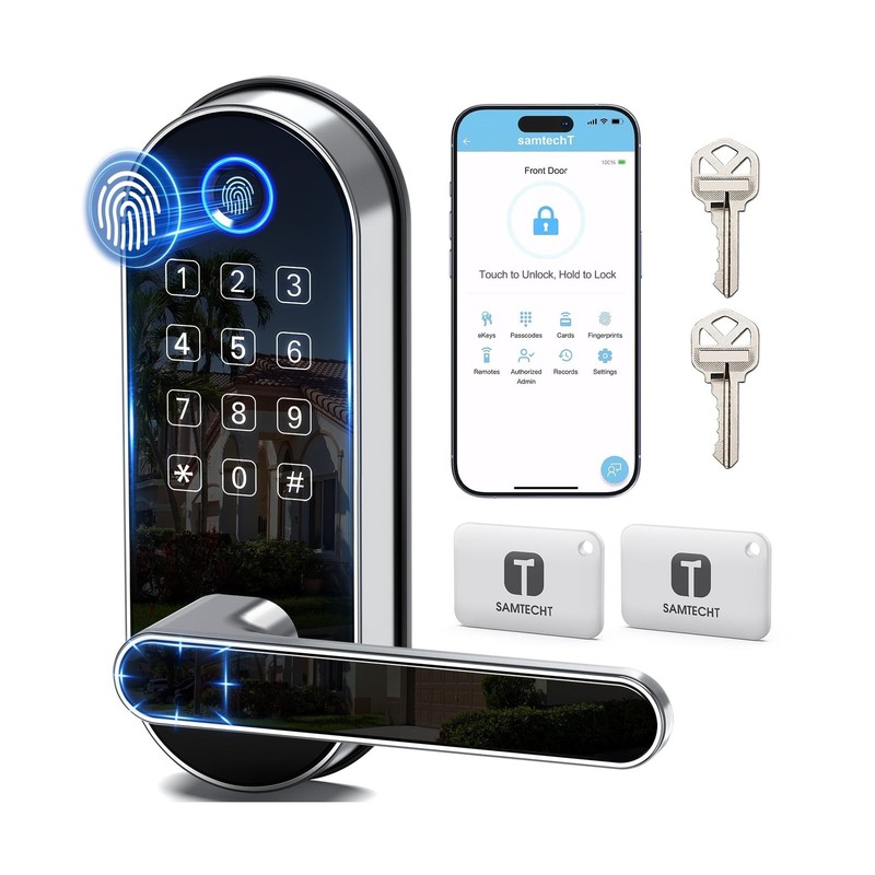 Keyless Entry Fingerprint Smart Lock with Handle & Keypad: Electron… Fast Ship