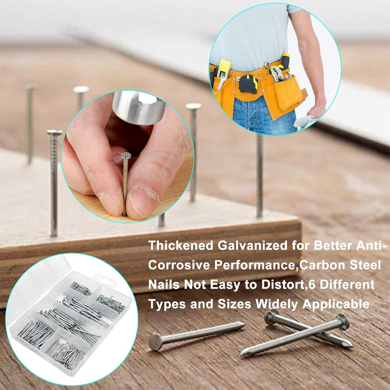 376Pcs Hardware Nails Assortment Kit with 8Oz Small Claw Hammer, Mini Hammer wit gallery