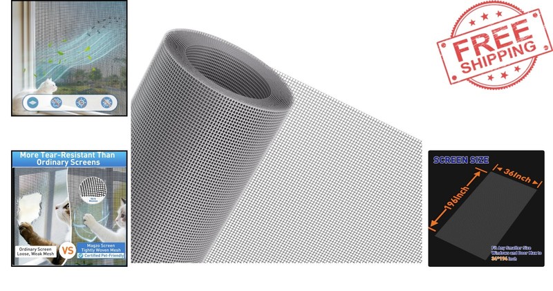 Durable Polyester Window Screen Replacement 36"W x 196"L - Easy Installation gallery
