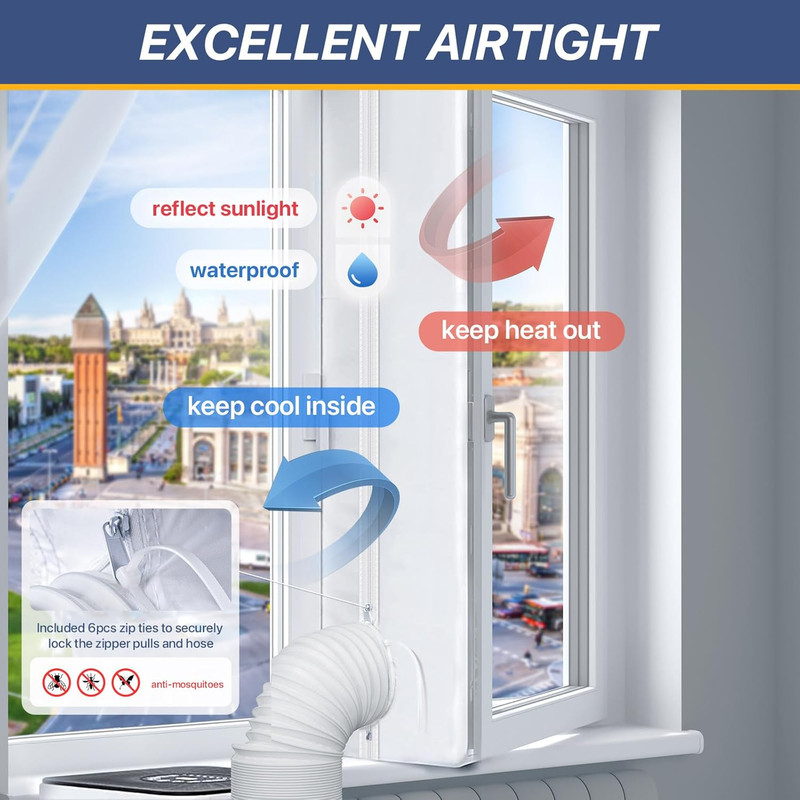 400CM(157") Portable AC Window Seal Kit, Casement Window Vent Kit Seal Kit for P gallery