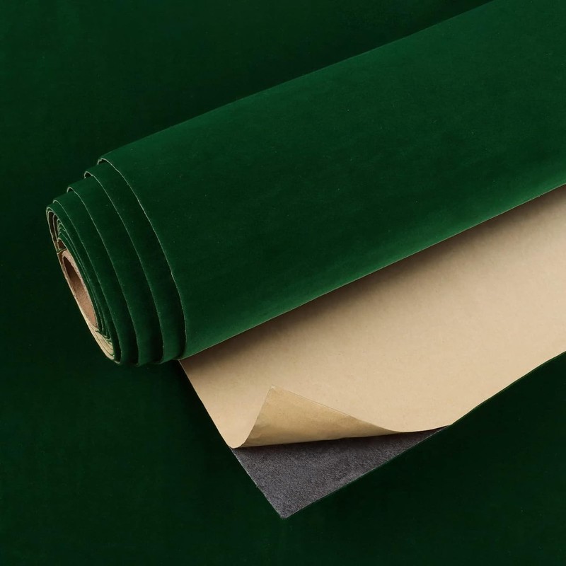 Green Velvet Flock Liner Contact Paper for Jewelry Drawer Lining 15.7”x118”