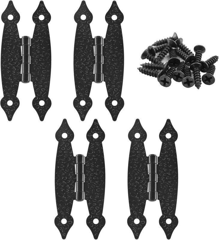 4Pack Black Antique H Hinges 3.5 Inch Flush Mount Cabinet Door Decorative