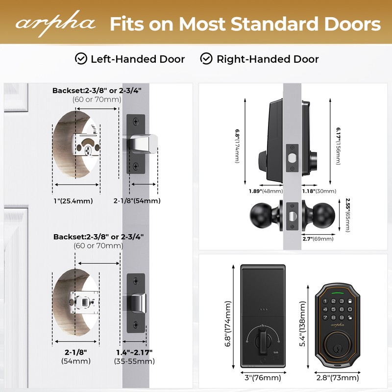 ARPHA Keyless Entry Smart Door Lock Auto Lock Keypad Deadbolt Digital Password gallery