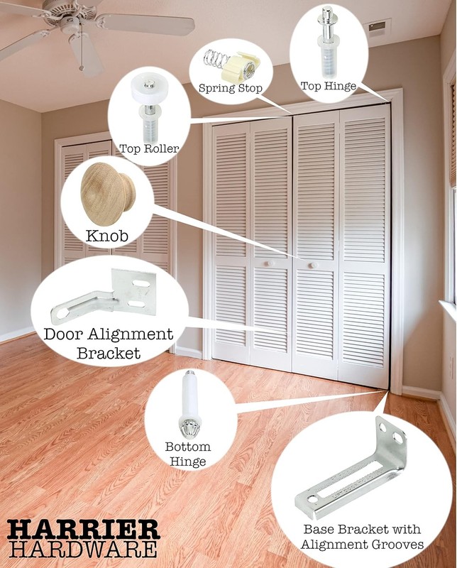 Spring-Loaded Bi-Fold Door Top Roller Guide Wheel, 4-Pack Universal, White gallery